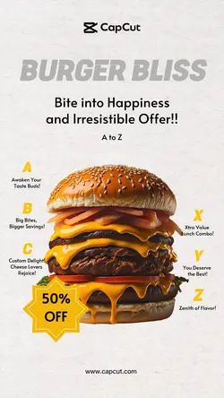 Foods Beef Burger Product launch minimalist style