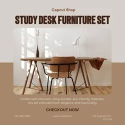 Furniture Study Desk Promotion Instagram Post Brown Minimalist