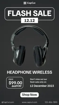 Headphone Flash Sale Instagram Story Black