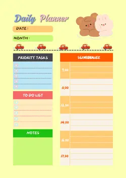 Non-Marketing, Education, Planner and Schedule, Yellow