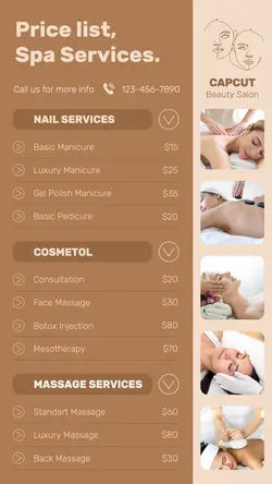 Beauty Salon Price List Instagram Story