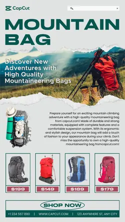 Mountain Bag Product Display Instagram Story