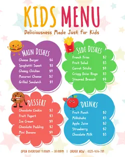 Food & Beverage Kids Menu Instagram Poster