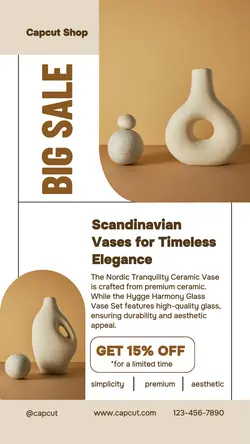 Furniture Flower Vas Scandinavian Product Image Promotion Instagram Story