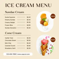 Ice Cream Menu Instagram Post