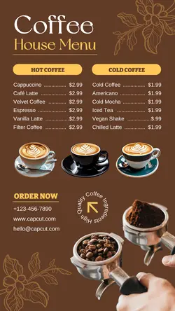 Brown Coffee House Menu Instagram Story