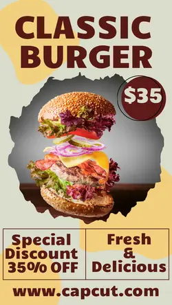 Food Classic Burger Discount Instagram Story