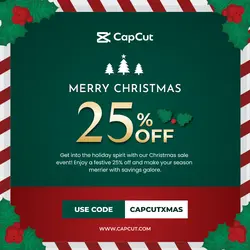 Merry Christmas Sale 25% Off Social Media Poster