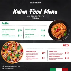 Italian Food Menu Instagram Post