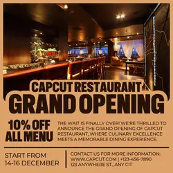 Restaurant Grand Opening Promotion Instagram Post