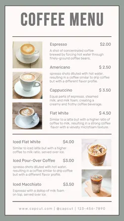 Beverages Coffee Menu Instagram Story