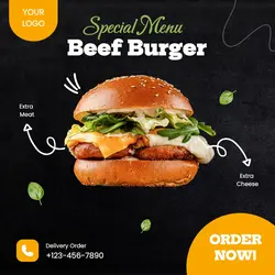 Food Menu Promotion Beef Burger Instagram Post