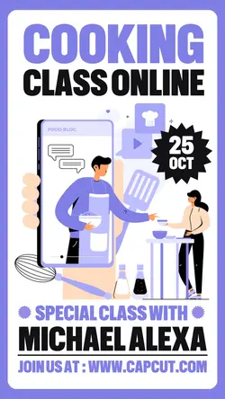 Cooking Class Online Promotion Instagram Story Purple Flat Modern