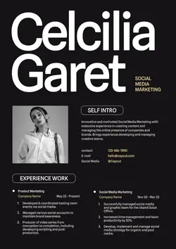 Non-Marketing Resume Black Minimalist