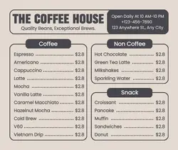 Coffee Shop Menu Facebook Post