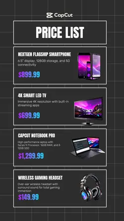 Electronic Pricelist Instagram Story