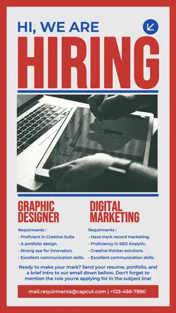 Job Vacancy Designer and Marketing Instagram Story