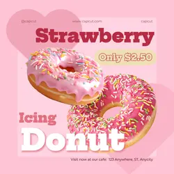 Pink Donut Food Promotion Instagram Post