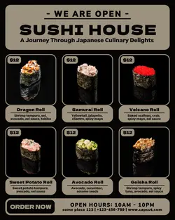 sushi restaurant menu instagram portrait