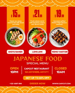 Japanese Food Menu for Social Media Post