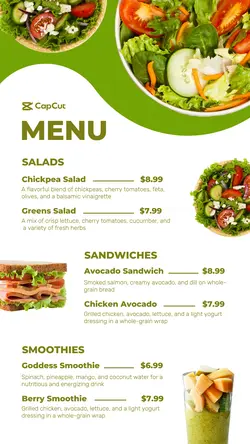Healthy Food Menu Instagram Story