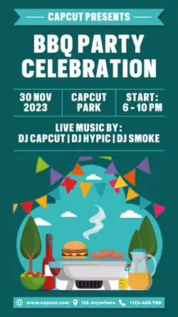 BBQ Party Celebration Poster Promotion TikTok Post