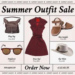 Summer Outfit Sale Product Display Instagram Post Cream Minimalist