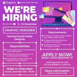 Hiring Graphic Designer Promotion Social Media Post Flat Minimalist Modern