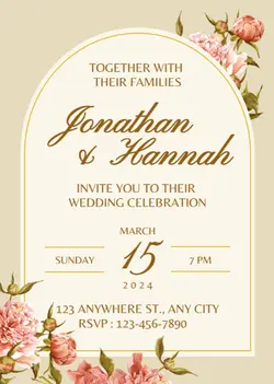 Non-marketing Wedding Invitation Brown Watercolor
