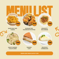 Cafe Menu List Instagram Post
