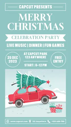 Merry Christmas Party Poster Promotion TikTok Post