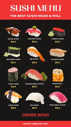 Japanese Food Sushi Menu Instagram Story