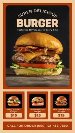 super delicious burger instagram story