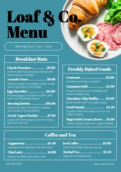 Breakfast and Cafe Menu Blue Simple