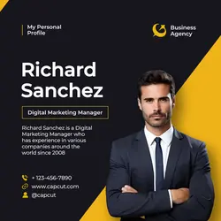 Black Yellow Modern Corporate Personal Profile Facebook Post