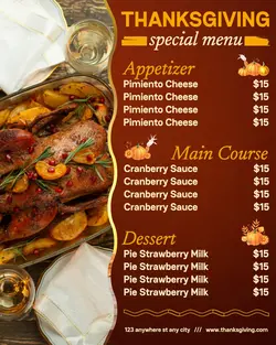 Thanksgiving Day Menu Promotion Instagram Portrait