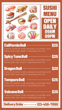 Food Sushi Menu Daily Instagram Story