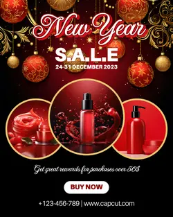 New year sale black red display product instagram potrait