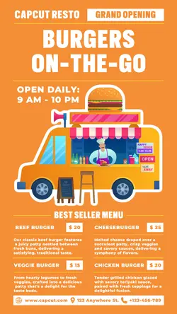 Burger Truck Menu Poster Promotion Instagram Story