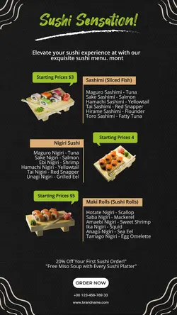Food Sushi Menu Instagram Story Post