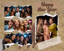 Non-marketing photo collage brown happy new year