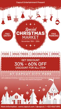 Other Christmas Market Social Media Story Red Flat Modern