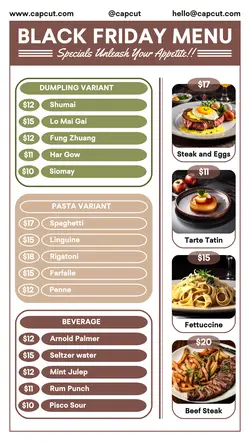Black Friday Menu Instagram Story