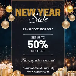 New year sale black instagram post
