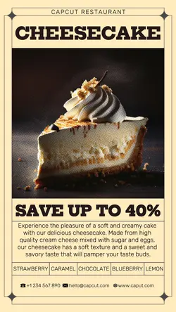 Food Cheesecake Product Display Insta Story
