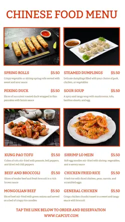 Food Chinese Restaurant Menu Instagram Story