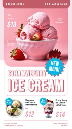 Strawberry Ice Cream Food Instagram Story