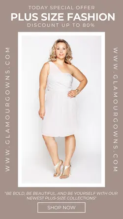 Fashion Women Plus Size White Dress Promotions Instagram Story