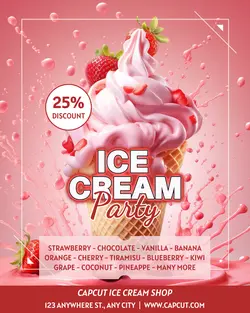 Ice cream party promotion product pink instagram post potrait