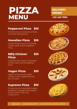 Non-marketing Food Menu Pizza